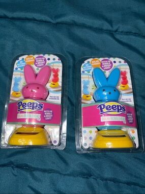 2 - Peeps Solar Bobblehead Bunny Pair - Pink & Blue